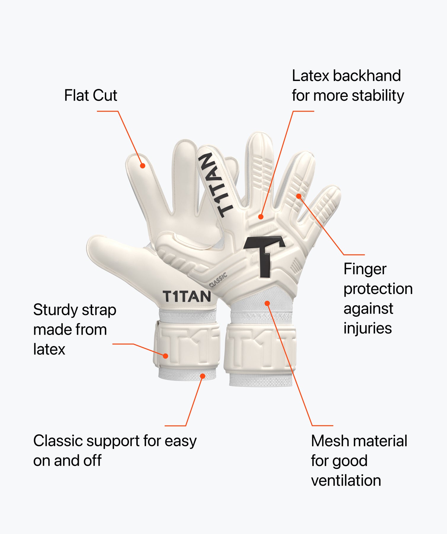 goalkeeper handschuhe T1TAN CLASSIC 1.0 goalkeeper gloves with finger Protection White 8