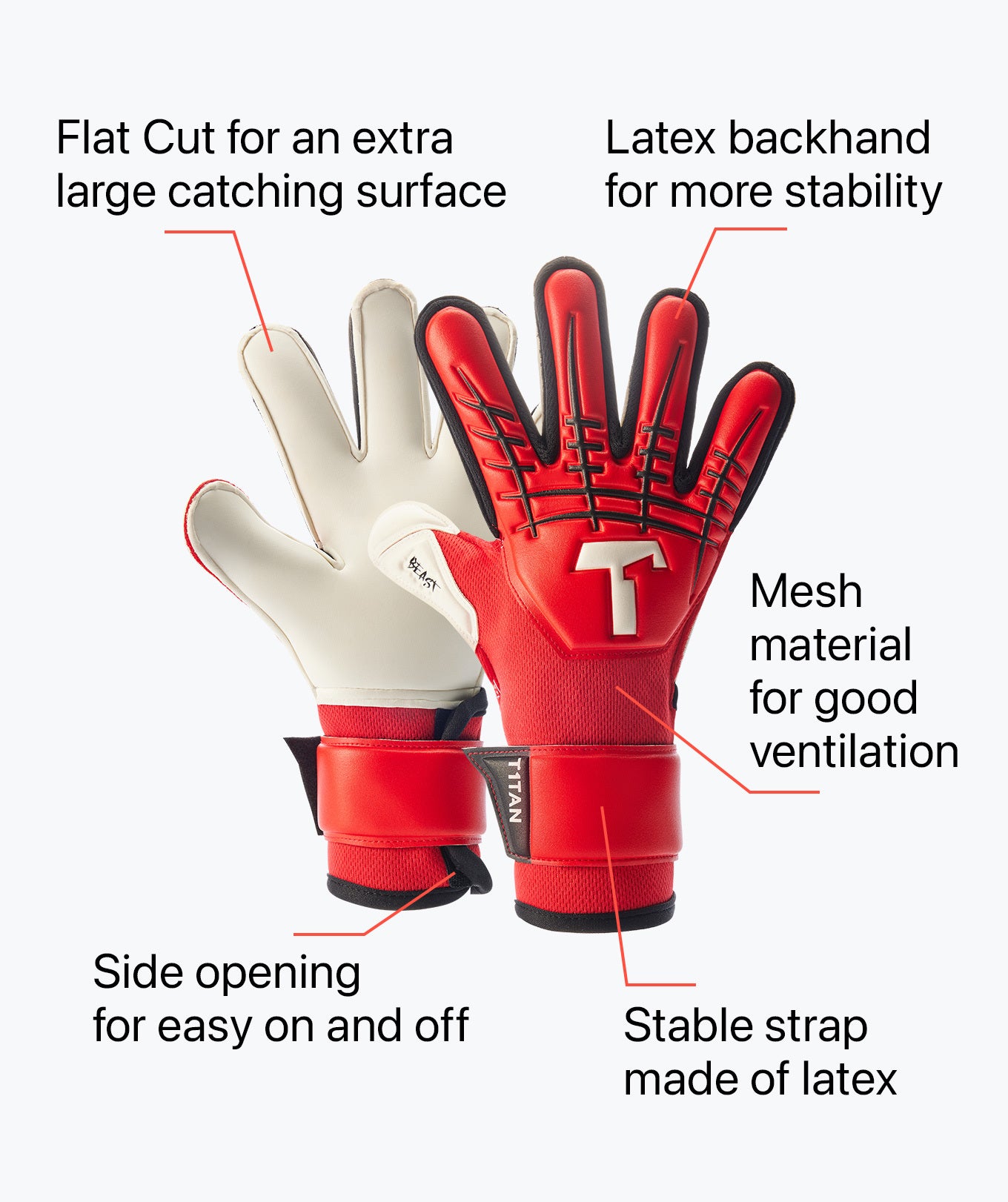 RED BEAST Junior 3.0 – Kids Goalkeeper Gloves with Gecko Grip